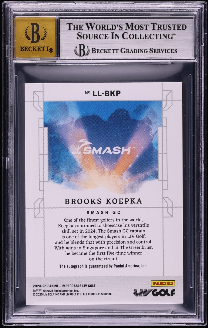 2024 Panini Impeccable Liv Luminaries Gold Brooks Koepka ROOKIE AUTO 1/10 #4 BGS 9 MINT