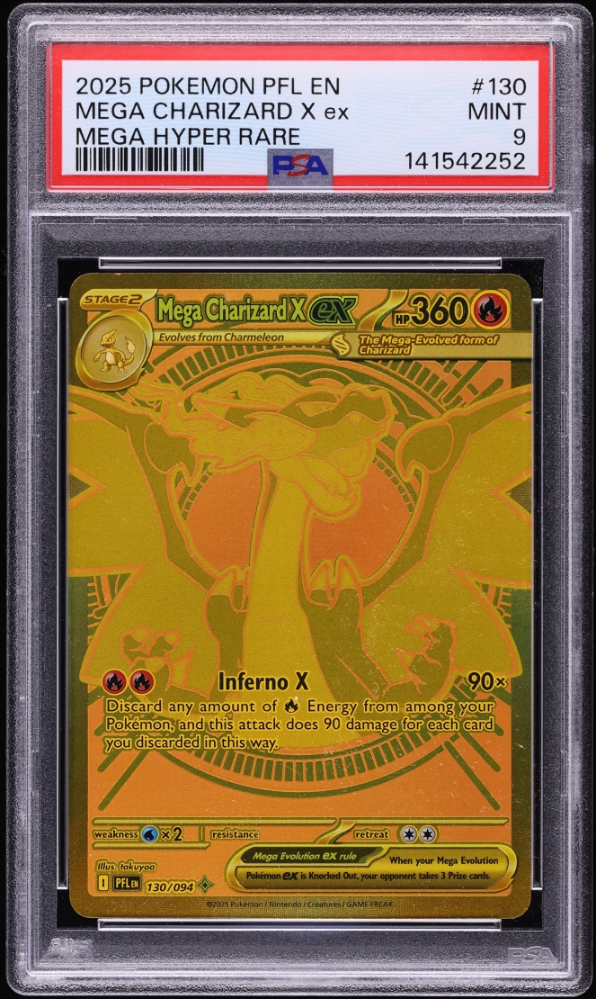 2025 Pokemon Mega Phantasmal Flames MHR Mega Charizard X ex #130 PSA 9 MINT