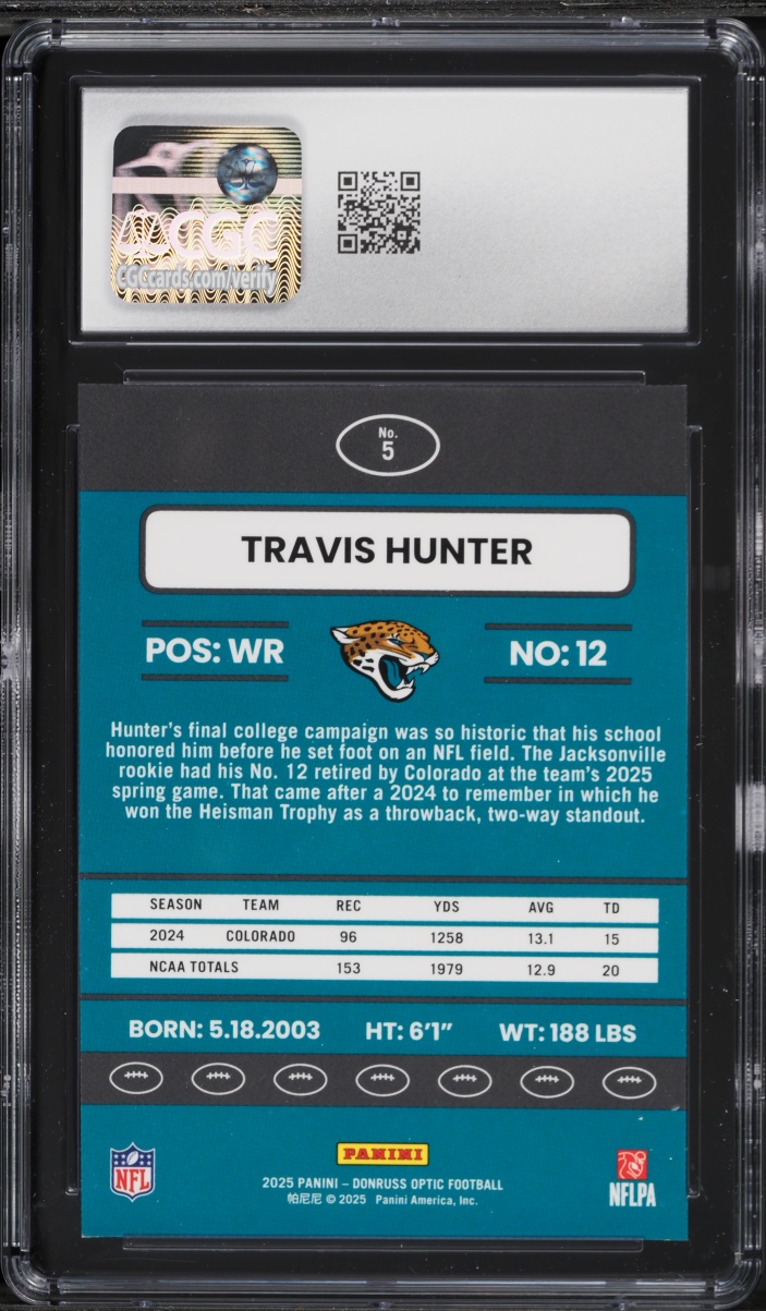 2025 Donruss Optic '15 Retro Travis Hunter ROOKIE #5 CGC 9 MINT