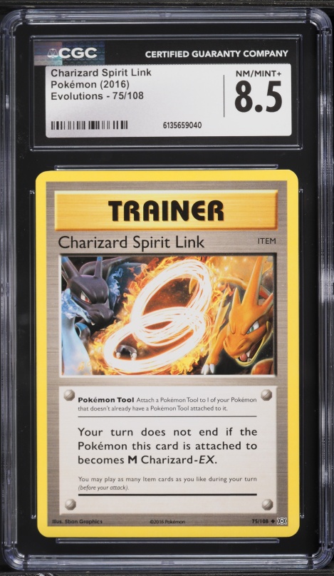 2016 Pokemon XY Evolutions Charizard Spirit Link #75 CGC 8.5 NM-MT+