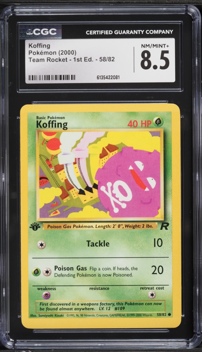2000 Pokemon Team Rocket 1st Edition Koffing #58 CGC 8.5 NM-MT+