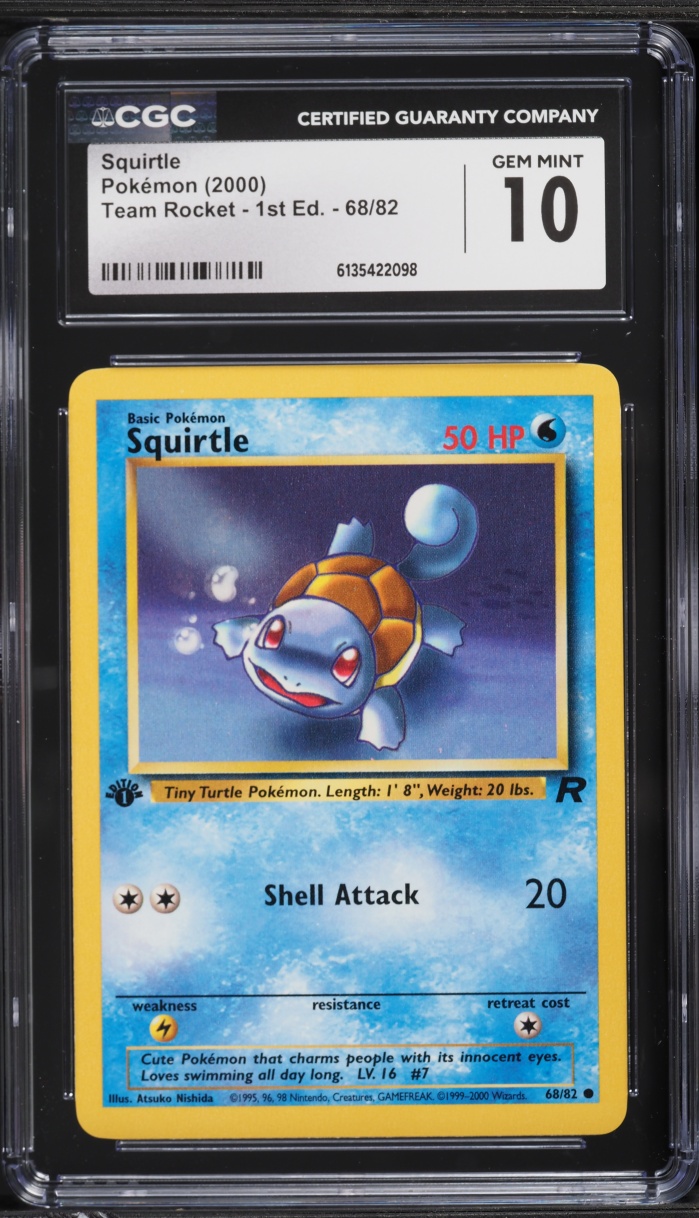 2000 Pokemon Team Rocket 1st Edition Squirtle #68 CGC 10 GEM MINT