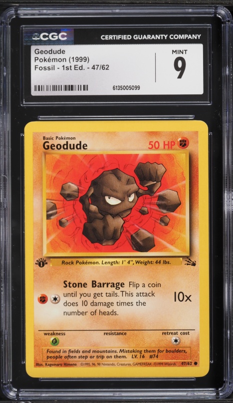 1999 Pokemon Fossil Geodude #47 CGC AUTH on Fanatics Collect 1999 Pokemon Fossil Geodude #47 CGC AUTH on Fanatics Collect