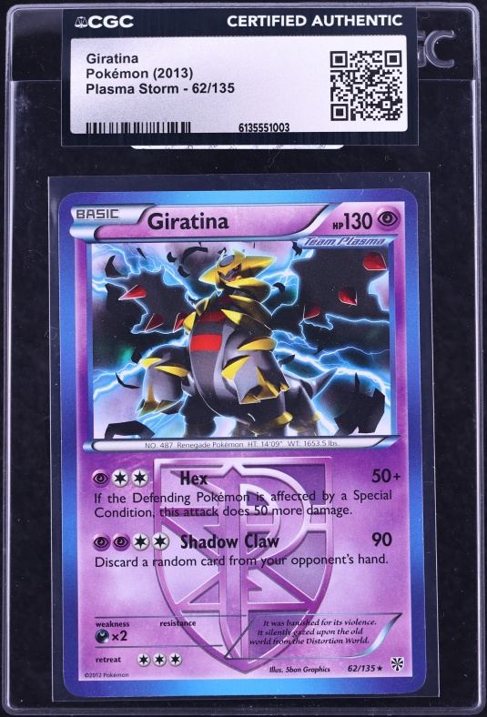 2013 Pokemon Black & White Plasma Storm Giratina #62 CGC AUTH