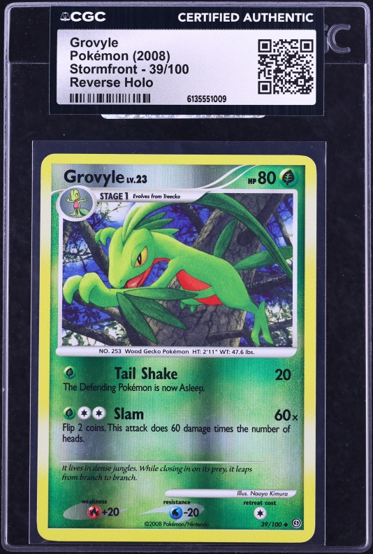 2008 Pokemon Diamond & Pearl Stormfront Reverse Holo Grovyle #39 CGC AUTH