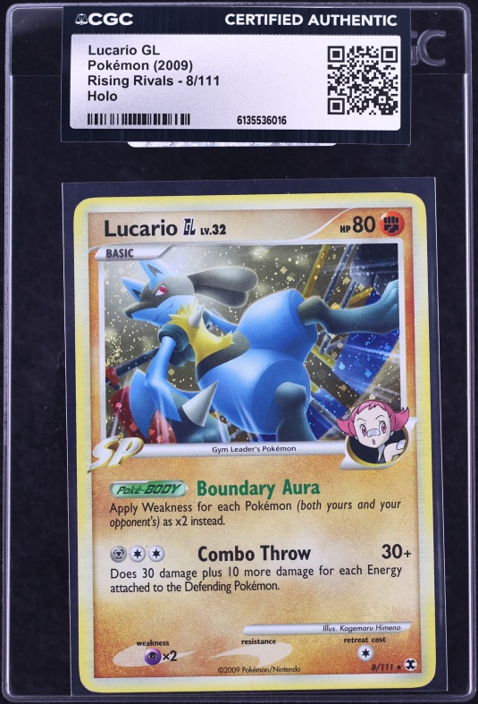 2009 Pokemon Platinum Rising Rivals Holo Lucario GL #8 CGC AUTH