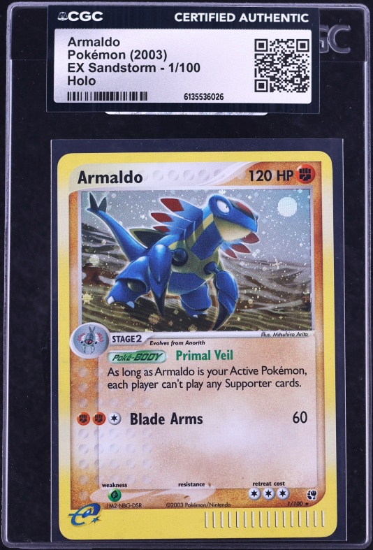 2003 Pokemon EX Sandstorm Holo Armaldo #1 CGC AUTH