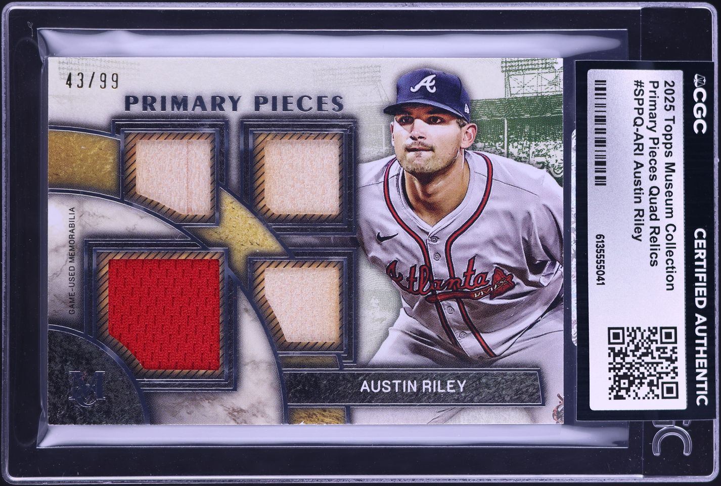 2025 Topps Museum Collection Primary Pieces Quad Austin Riley PATCH /99 #SPPQ-ARI CGC AUTH