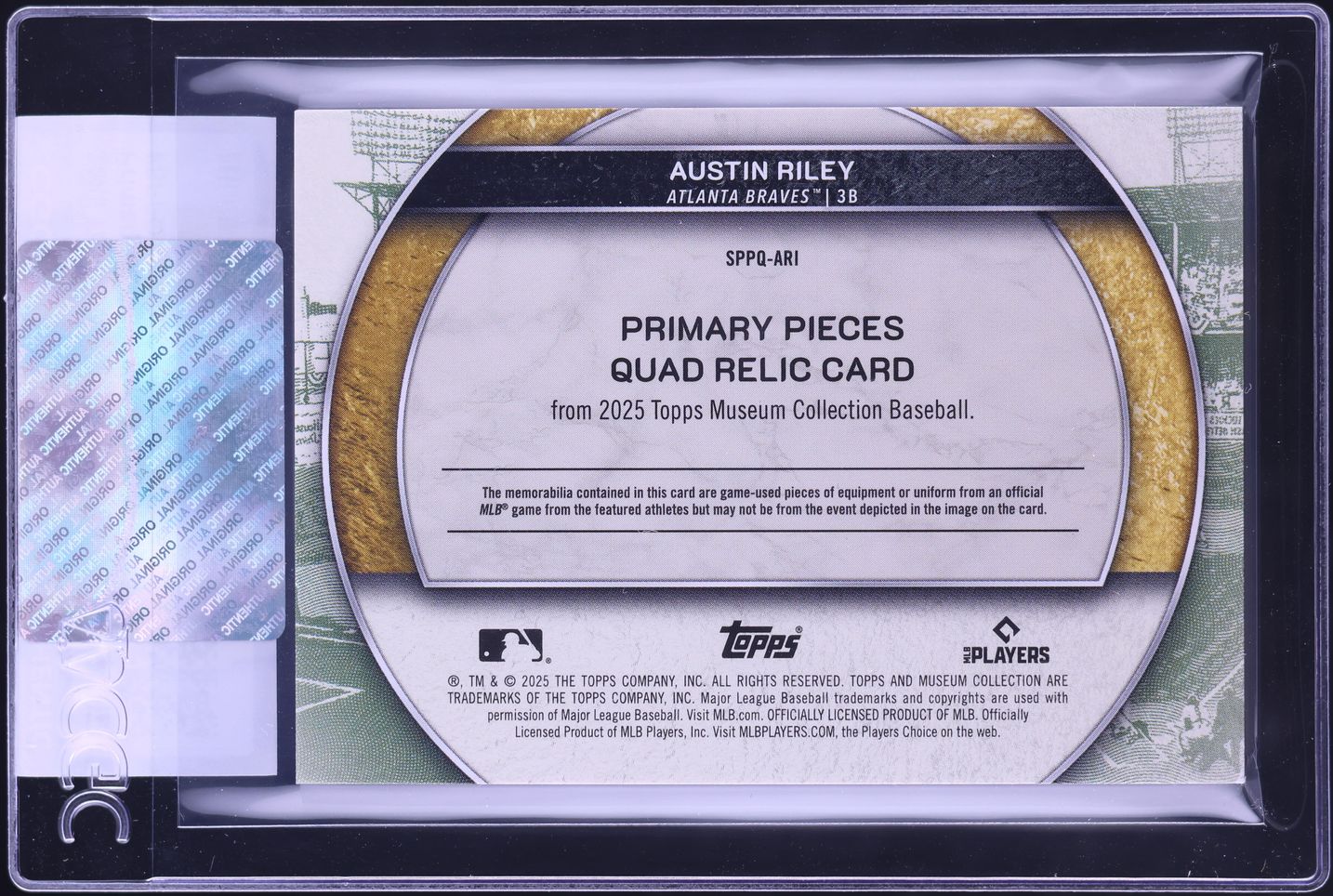 2025 Topps Museum Collection Primary Pieces Quad Austin Riley PATCH /99 #SPPQ-ARI CGC AUTH