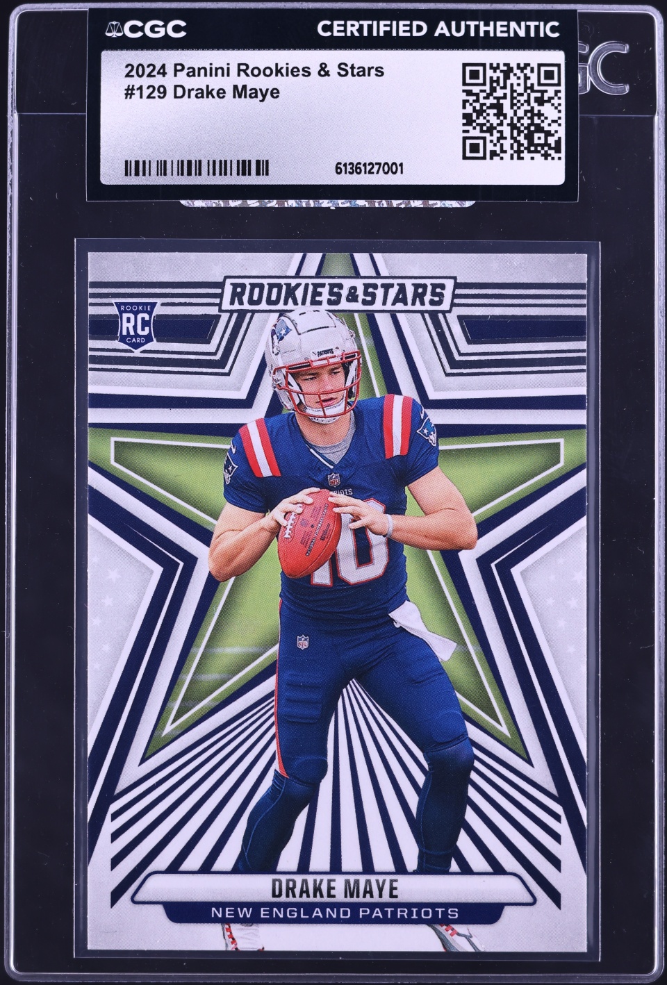 2024 Panini Rookies & Stars Drake Maye ROOKIE #129 CGC AUTH