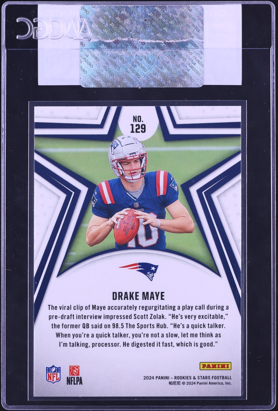 2024 Panini Rookies & Stars Drake Maye ROOKIE #129 CGC AUTH