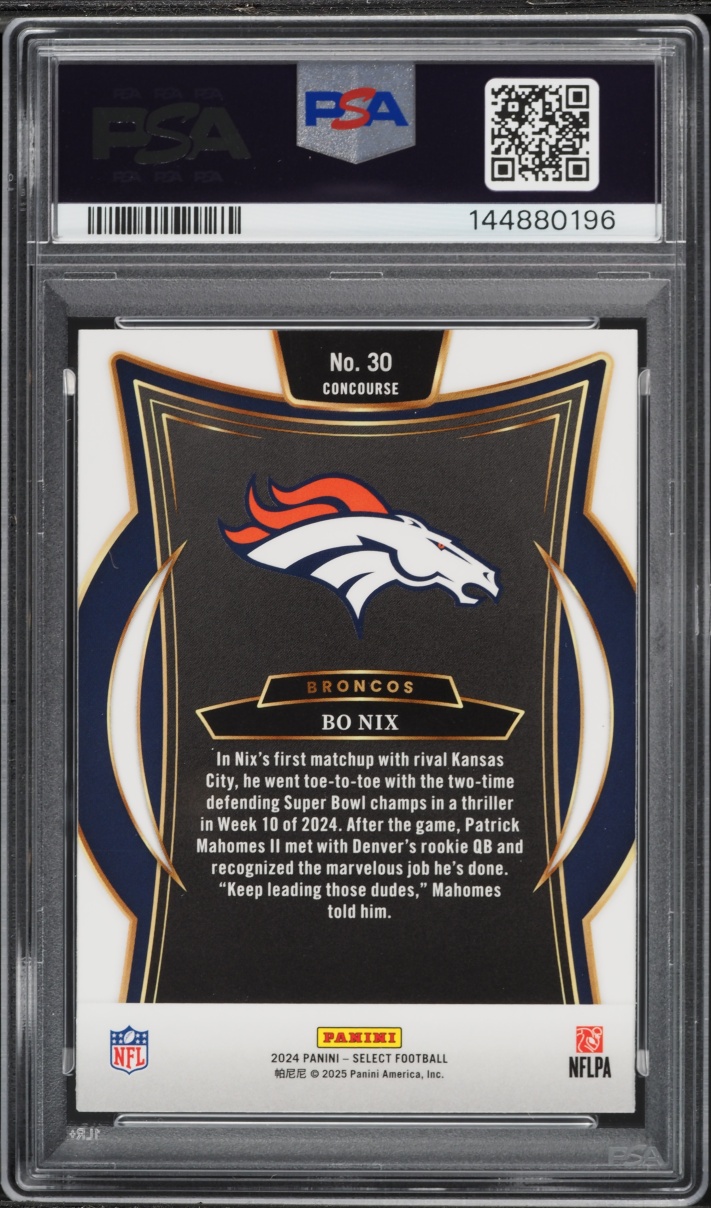 2024 Select Concourse Bo Nix ROOKIE #30 PSA 8 NM-MT