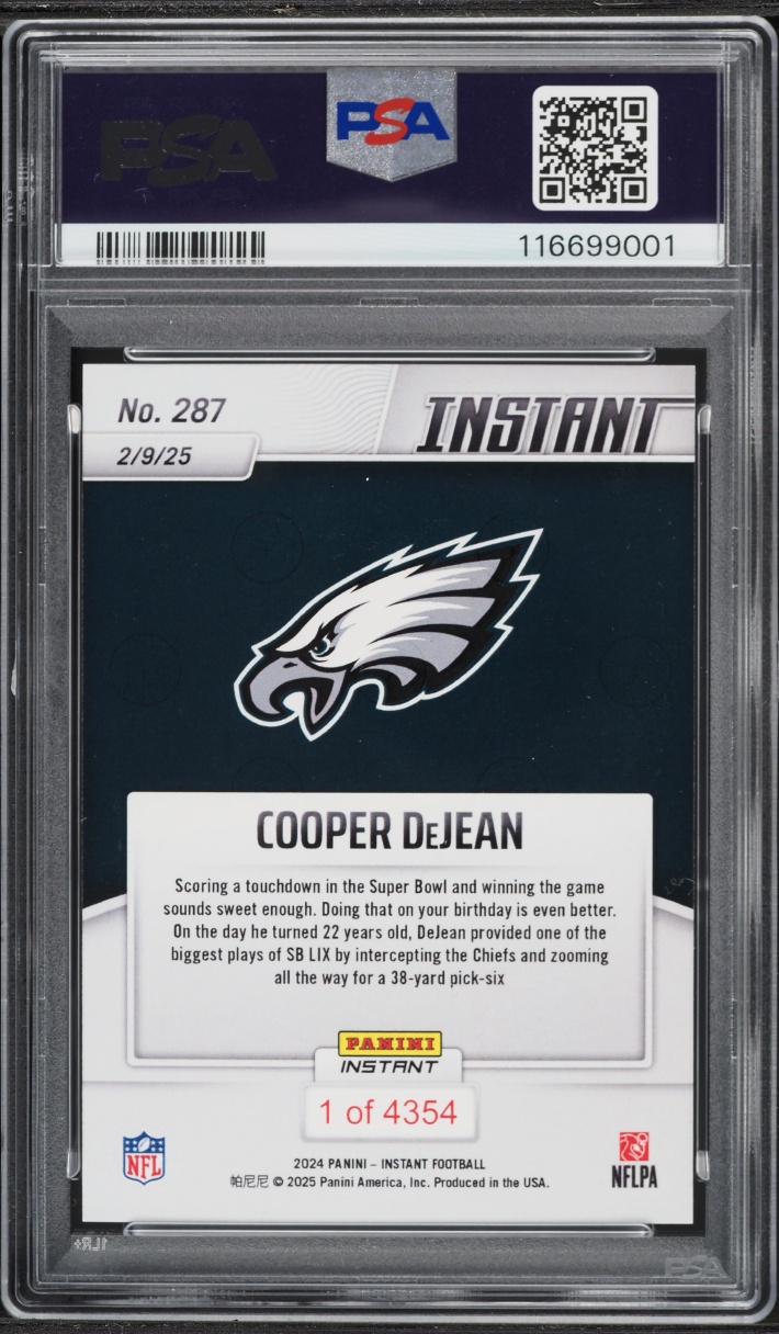 2024 Panini Instant NFL Cooper Dejean ROOKIE /4354 #287 PSA 10 GEM MINT