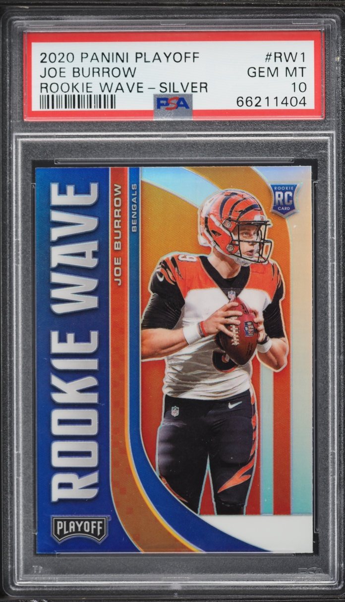 2020 Panini Playoff Silver Wave Joe Burrow ROOKIE #RW1 PSA 10 GEM MINT