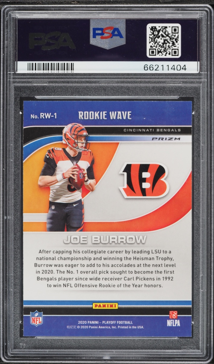 2020 Panini Playoff Silver Wave Joe Burrow ROOKIE #RW1 PSA 10 GEM MINT