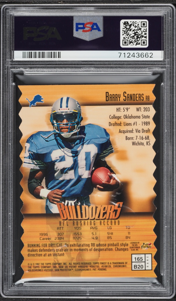 1997 Finest Embossed Barry Sanders #165 PSA 9 MINT