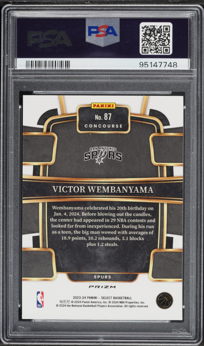 2023 Select Concourse Orange Flash Victor Wembanyama ROOKIE #87 PSA 10 GEM MINT