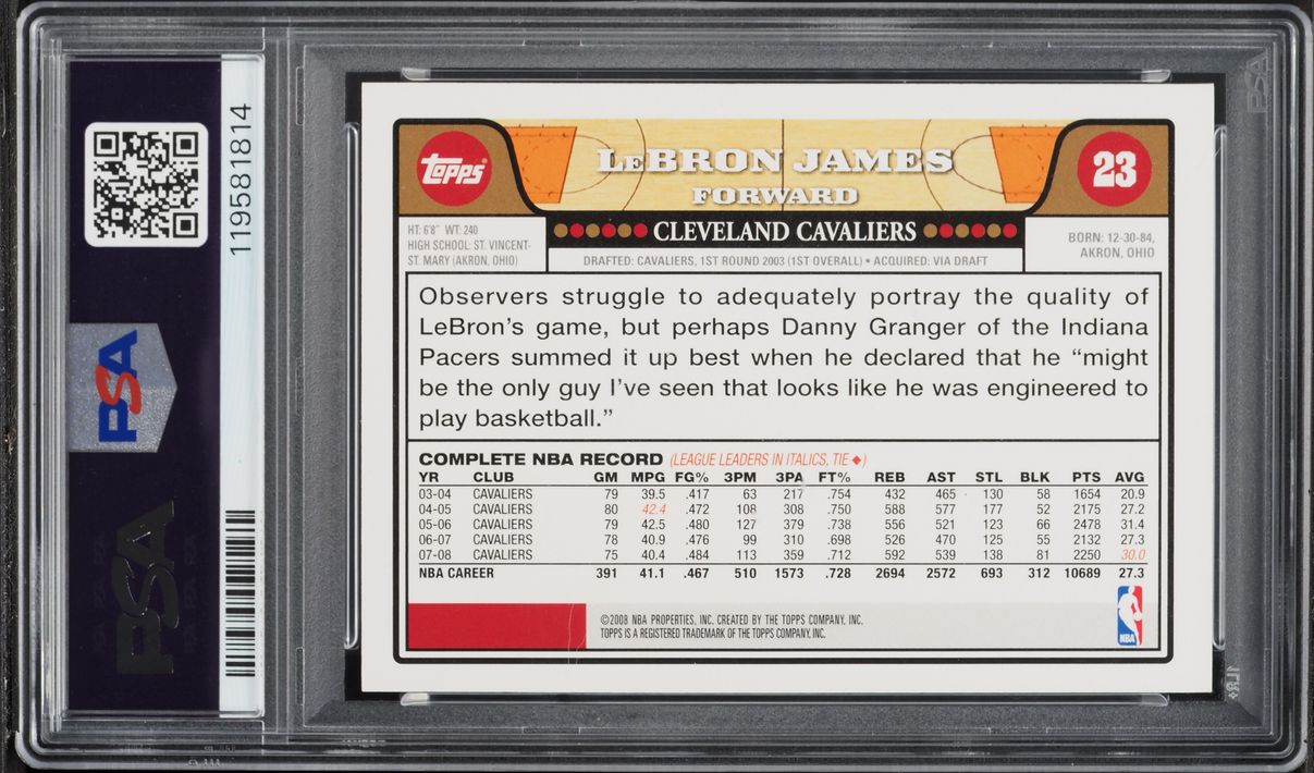 2008 Topps Basketball LeBron James #23 PSA 9 MINT