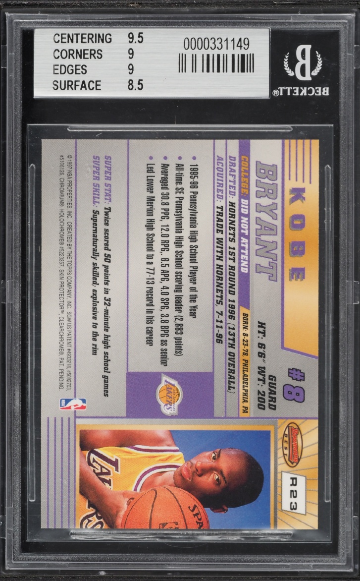 1996 Bowman's Best Kobe Bryant ROOKIE #R23 BGS 9 MINT