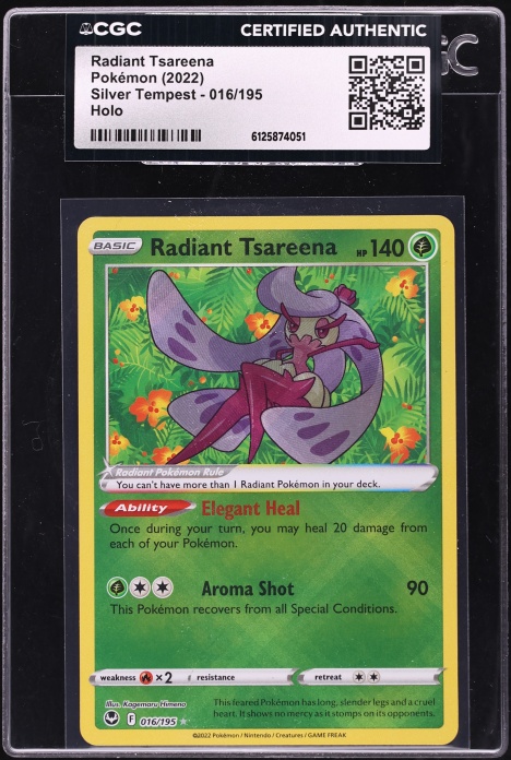 2022 Pokemon Sword & Shield Silver Tempest Holo Radiant Tsareena #16 CGC AUTH