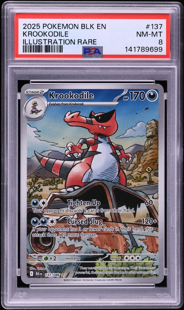 2025 Pokemon Scarlet & Violet Black Bolt IR Krookodile #137 PSA 8 NM-MT
