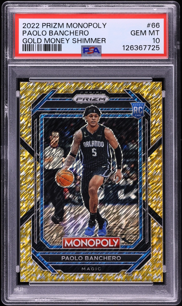 2022 Panini Prizm Monopoly Gold Money Shimmer Paolo Banchero ROOKIE /500 PSA 10 GEM MINT