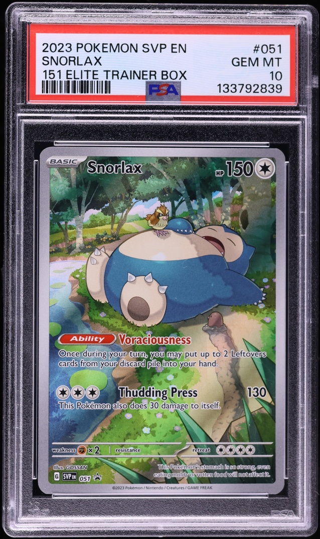 2023 Pokemon Scarlet & Violet Promo 151 ETB Full Art Snorlax #51 PSA 10 GEM MINT