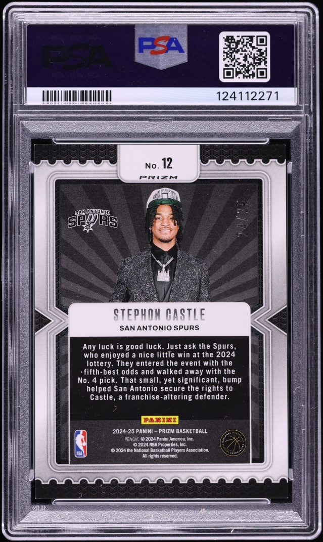 2024 Panini Prizm Luck Of The Lottery Mojo Stephon Castle ROOKIE /25 #12 PSA 10 GEM MINT