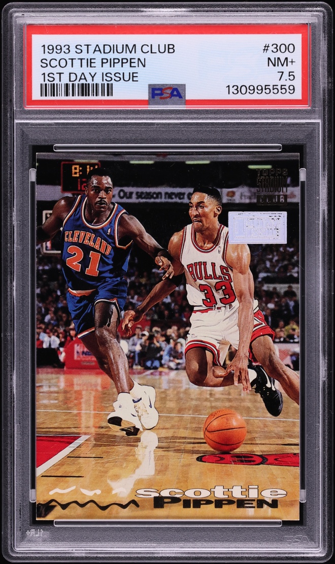 1993 Topps Stadium Club Basketball 1st Day Issue Scottie Pippen #300 PSA 7