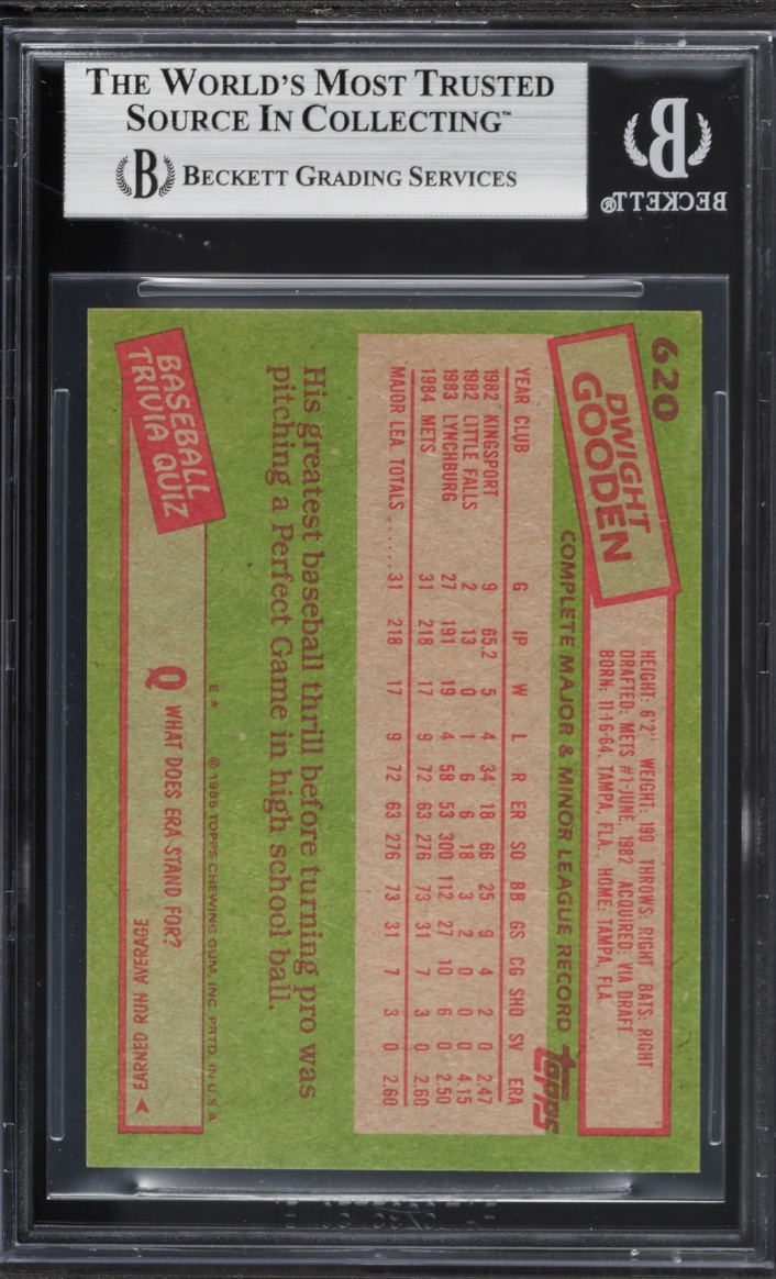 1985 Topps Dwight Gooden ROOKIE #620 BGS 5.5 EX+