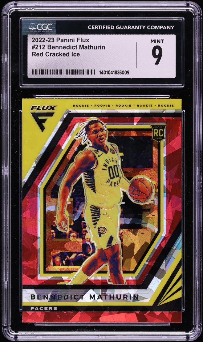 2022 Panini Flux Red Cracked Ice Prizm Bennedict Mathurin ROOKIE #212 CGC 9 MINT
