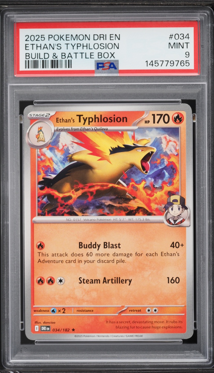 2025 Pokemon Destined Rivals Build & Battle Box Ethan's Typhlosion #034 PSA 9 MINT