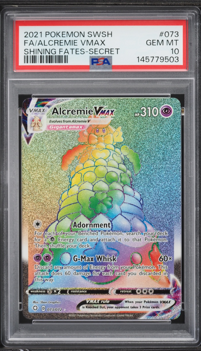2021 Pokemon Sword & Shield Shining Fates Rainbow Rare Alcremie VMAX #73 PSA 10 GEM MINT