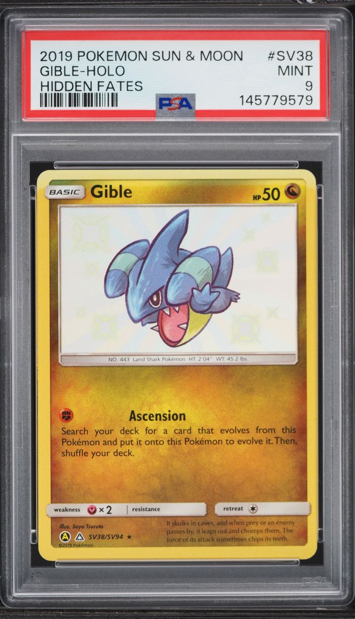 2019 Pokemon Sun & Moon Hidden Fates Shiny Holo Gible #SV38 PSA 9 MINT