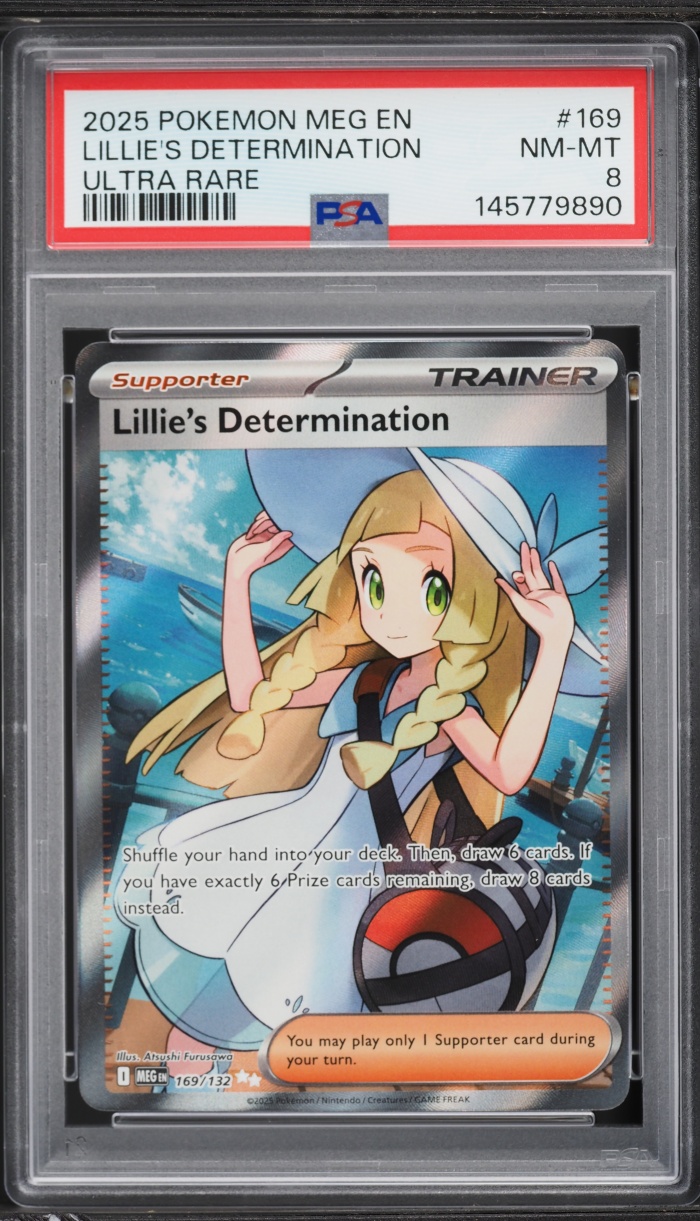 2025 Pokemon Mega Evolution Full Art Lillie's Determination #169 PSA 8 NM-MT