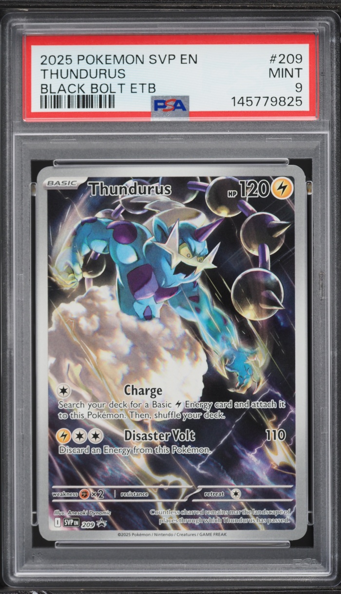 2025 Pokemon Scarlet & Violet Promo Black Bolt ETB Full Art Thundurus #209 PSA 9 MINT