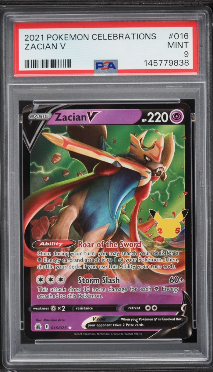 2021 Pokemon Sword & Shield Celebrations Holo Zacian V #16 PSA 9 MINT