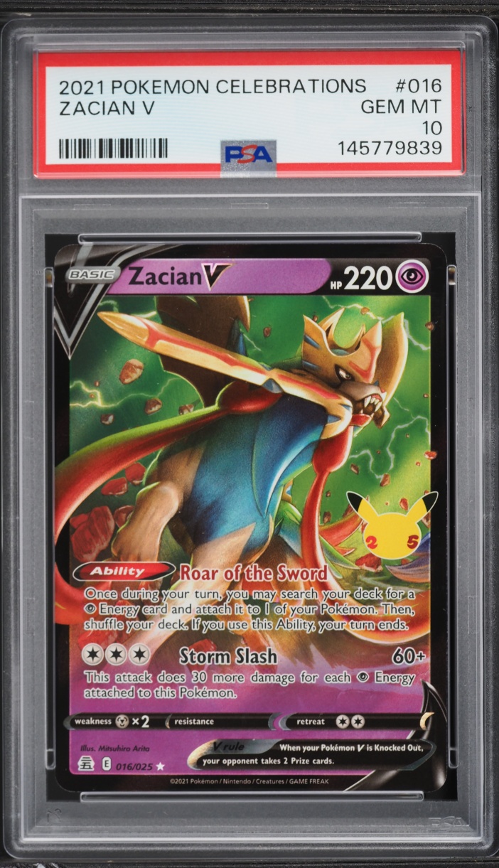 2021 Pokemon Sword & Shield Celebrations Holo Zacian V #16 PSA 10 GEM MINT