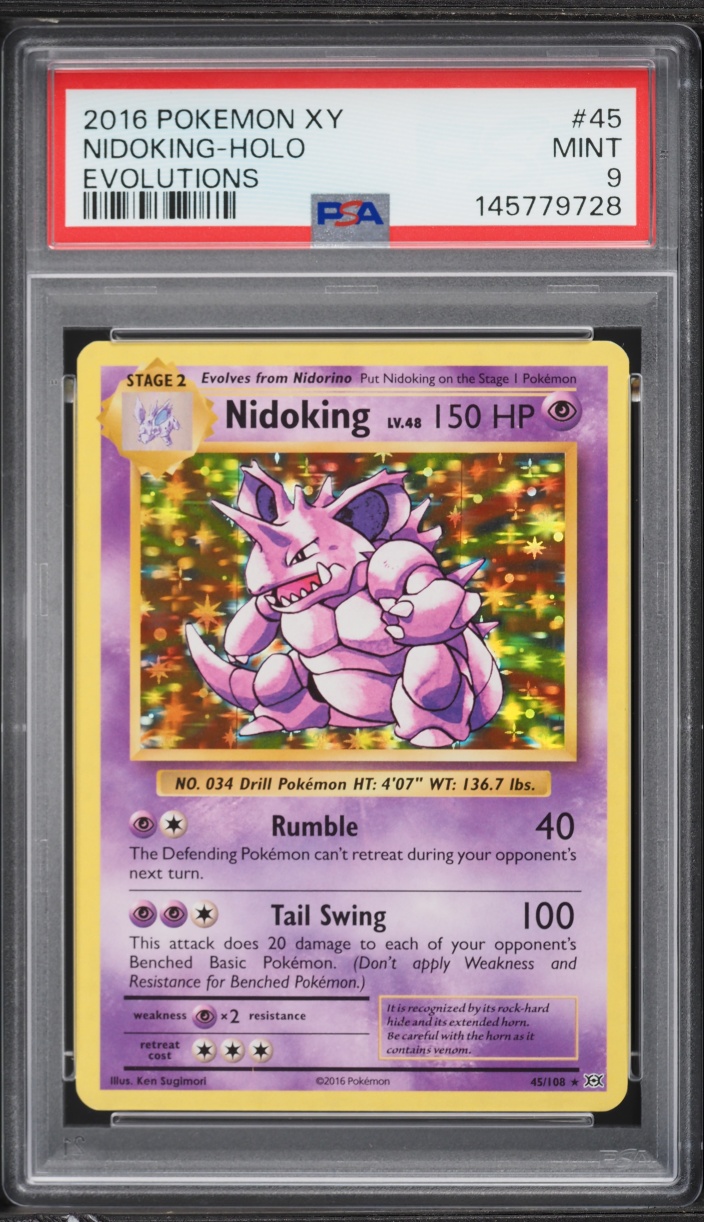 2016 Pokemon XY Evolutions Holo Nidoking #45 PSA 9 MINT