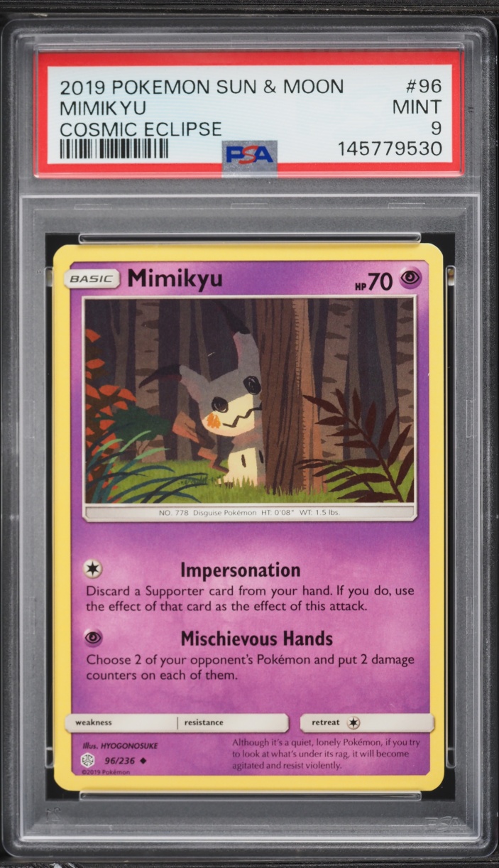2019 Pokemon Sun & Moon Cosmic Eclipse Mimikyu #96 PSA 9 MINT