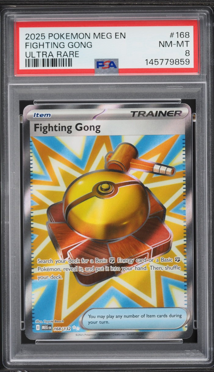 2025 Pokemon Mega Evolution Full Art Fighting Gong #168 PSA 8 NM-MT