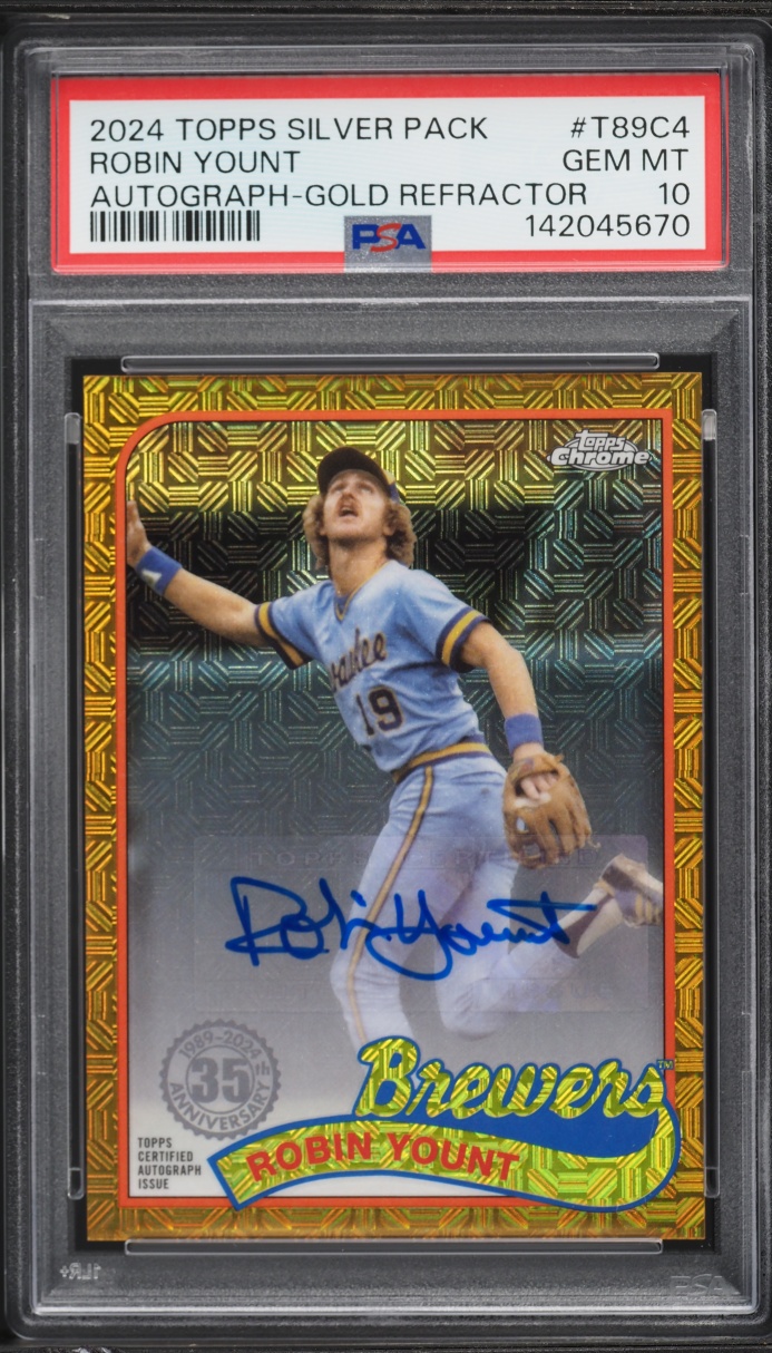 2024 Topps Chrome Silver Pack '89 Promo Gold Refractor Robin Yount AUTO /50 #T89C-4 PSA 10 GEM