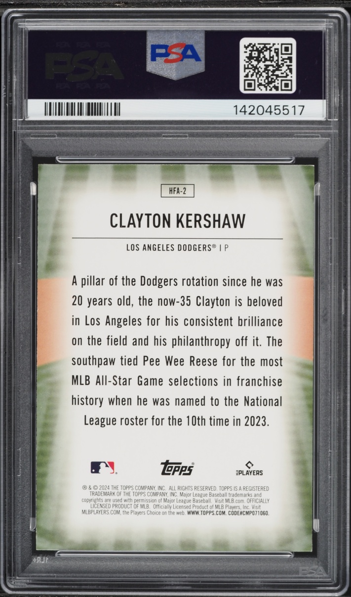 2024 Topps Home Field Advantage Clayton Kershaw #HFA-2 PSA 9 MINT