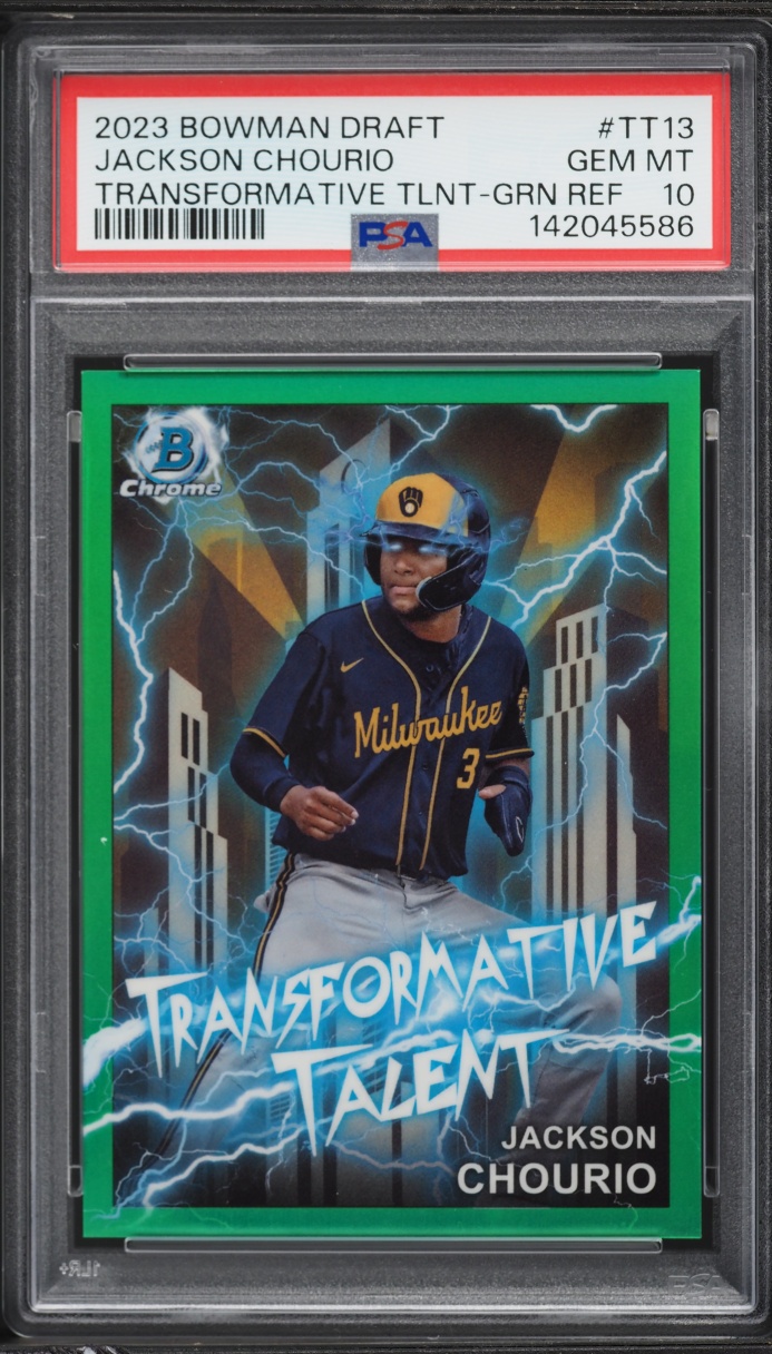 2023 Bowman Chrome Transformative Green Refractor Jackson Chourio PROSPECT /99 #TT13 PSA 10 GEM