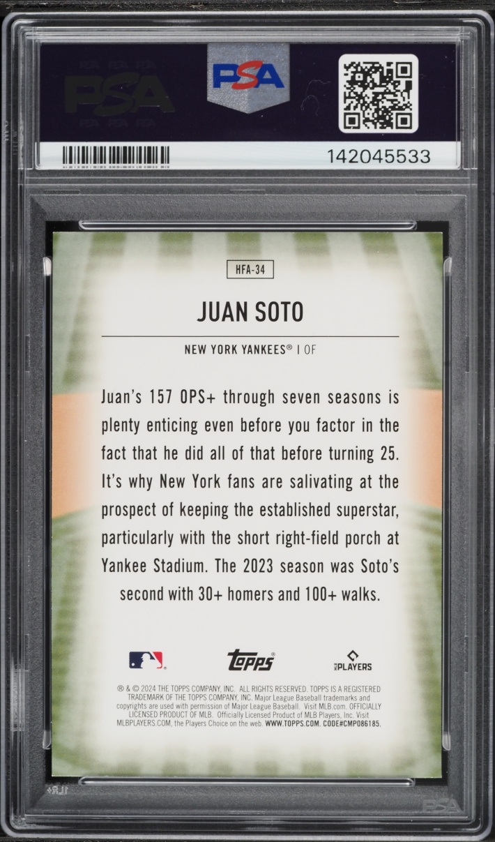 2024 Topps Home Field Advantage Juan Soto #HFA-34 PSA 9 MINT