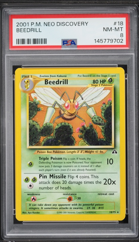 1999 Pokemon Base Set Shadowless 1st Edition Beedrill #17 PSA 9