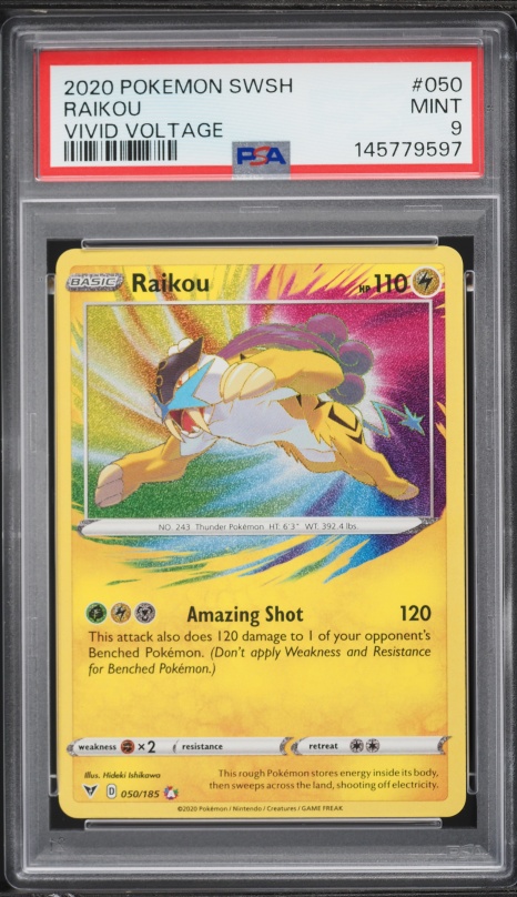 Pokemon SWSH Vivid Voltage Raikou 050/185 - Amazing Rare - PSA10 | Ozzie Collectables