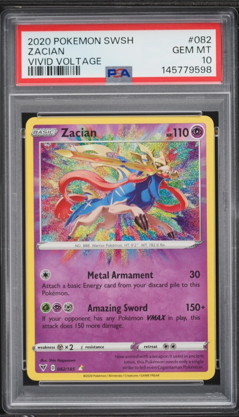 2020 Pokemon Sword & Shield Vivid Voltage Amazing Rare Zacian #82