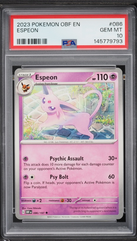 2023 Pokemon Scarlet & Violet Obsidian Flames Espeon #86 PSA 10 GEM MINT