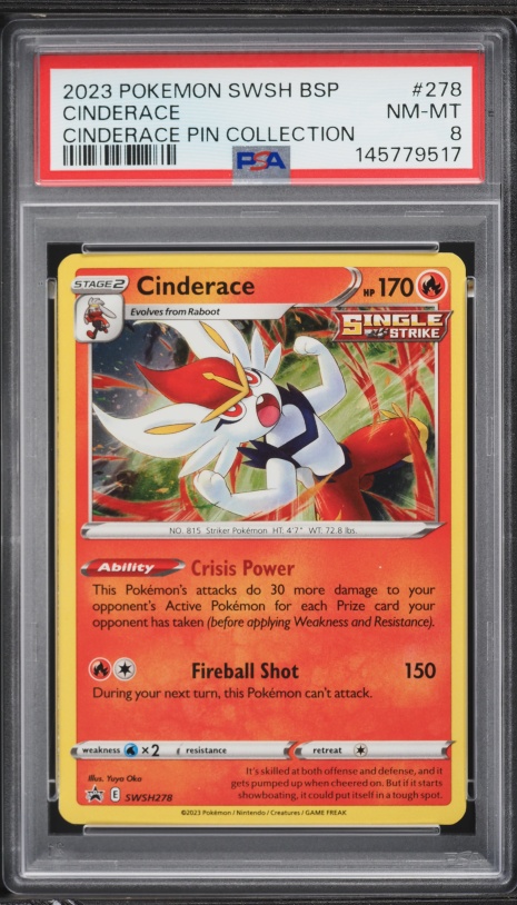 Pokemon TCG SWSH278 Cinderace Black Star Promo Card